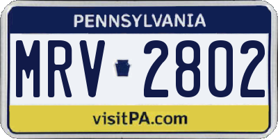 PA license plate MRV2802