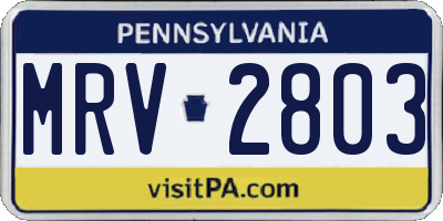PA license plate MRV2803