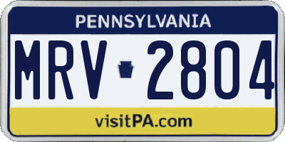 PA license plate MRV2804