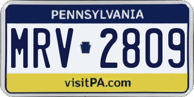 PA license plate MRV2809