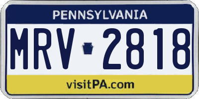 PA license plate MRV2818