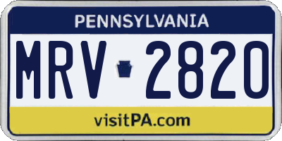 PA license plate MRV2820