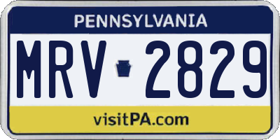 PA license plate MRV2829