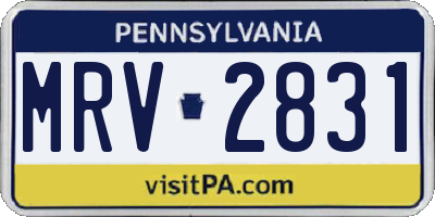 PA license plate MRV2831