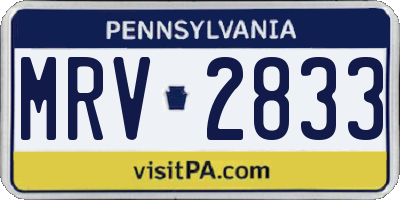 PA license plate MRV2833