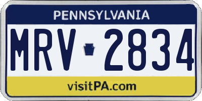 PA license plate MRV2834