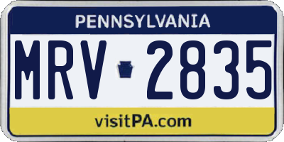 PA license plate MRV2835