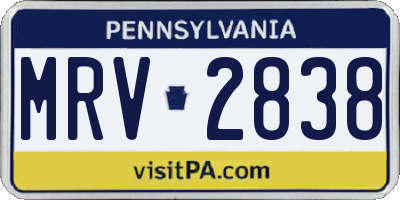 PA license plate MRV2838