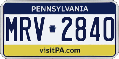 PA license plate MRV2840
