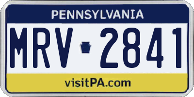 PA license plate MRV2841
