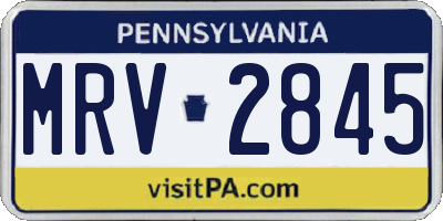 PA license plate MRV2845