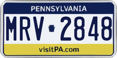 PA license plate MRV2848