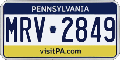 PA license plate MRV2849