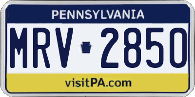 PA license plate MRV2850