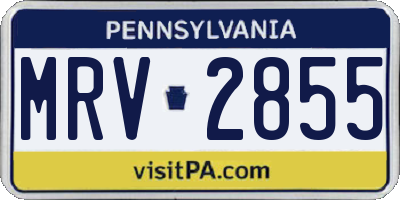PA license plate MRV2855
