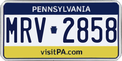 PA license plate MRV2858