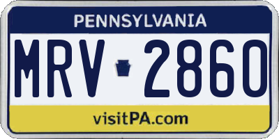 PA license plate MRV2860
