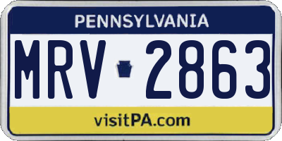 PA license plate MRV2863