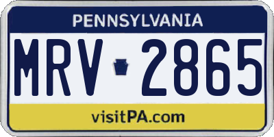 PA license plate MRV2865