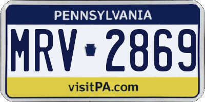 PA license plate MRV2869
