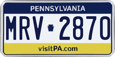 PA license plate MRV2870