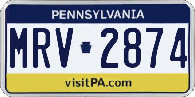 PA license plate MRV2874