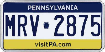 PA license plate MRV2875