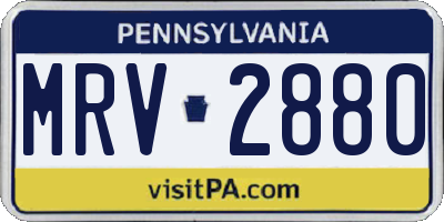 PA license plate MRV2880