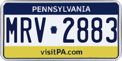 PA license plate MRV2883