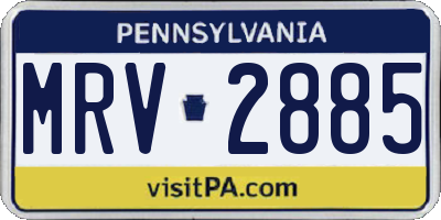 PA license plate MRV2885