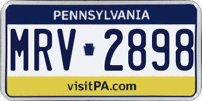 PA license plate MRV2898