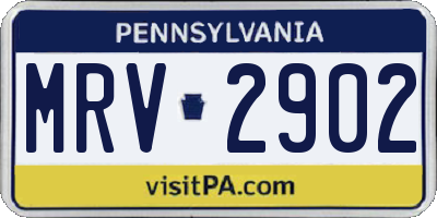 PA license plate MRV2902