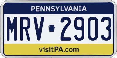 PA license plate MRV2903