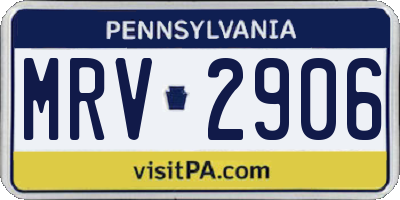 PA license plate MRV2906