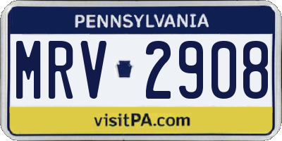 PA license plate MRV2908