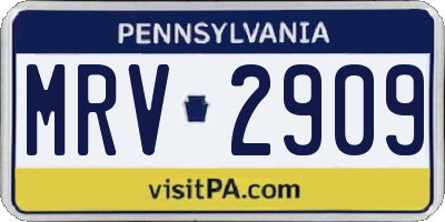 PA license plate MRV2909