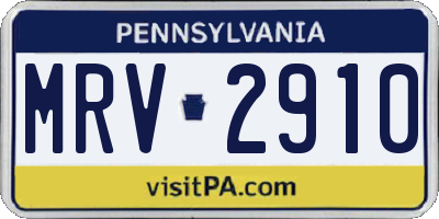 PA license plate MRV2910
