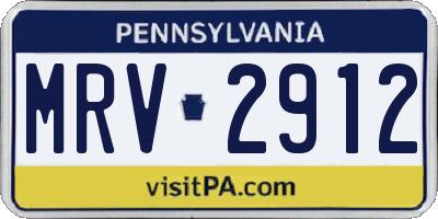PA license plate MRV2912