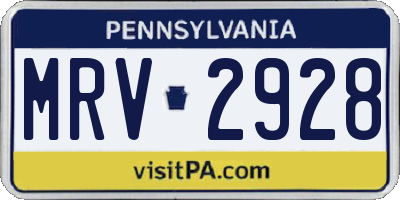 PA license plate MRV2928