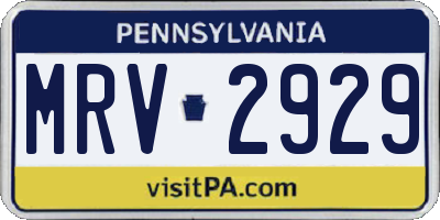 PA license plate MRV2929