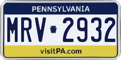 PA license plate MRV2932