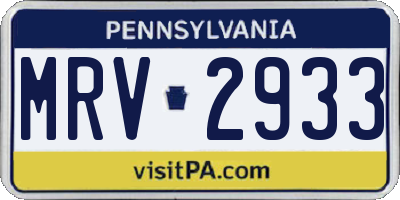 PA license plate MRV2933