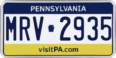 PA license plate MRV2935
