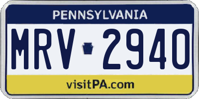 PA license plate MRV2940