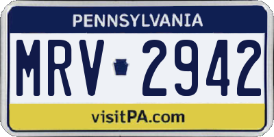 PA license plate MRV2942