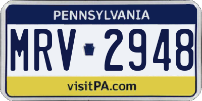 PA license plate MRV2948