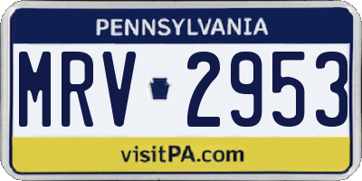 PA license plate MRV2953