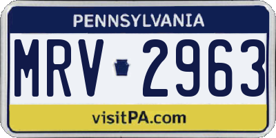 PA license plate MRV2963