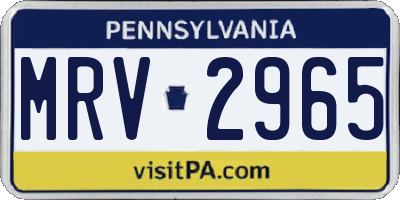 PA license plate MRV2965