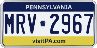 PA license plate MRV2967